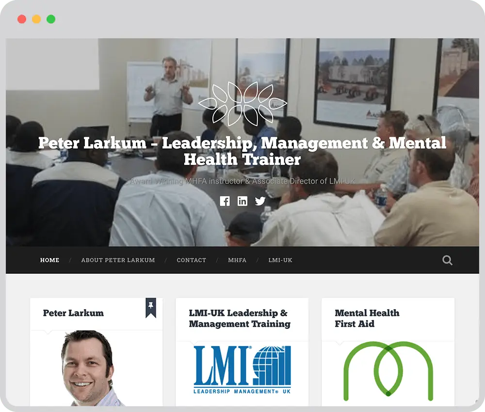 Preview of Peter Larkum website before Clarity
